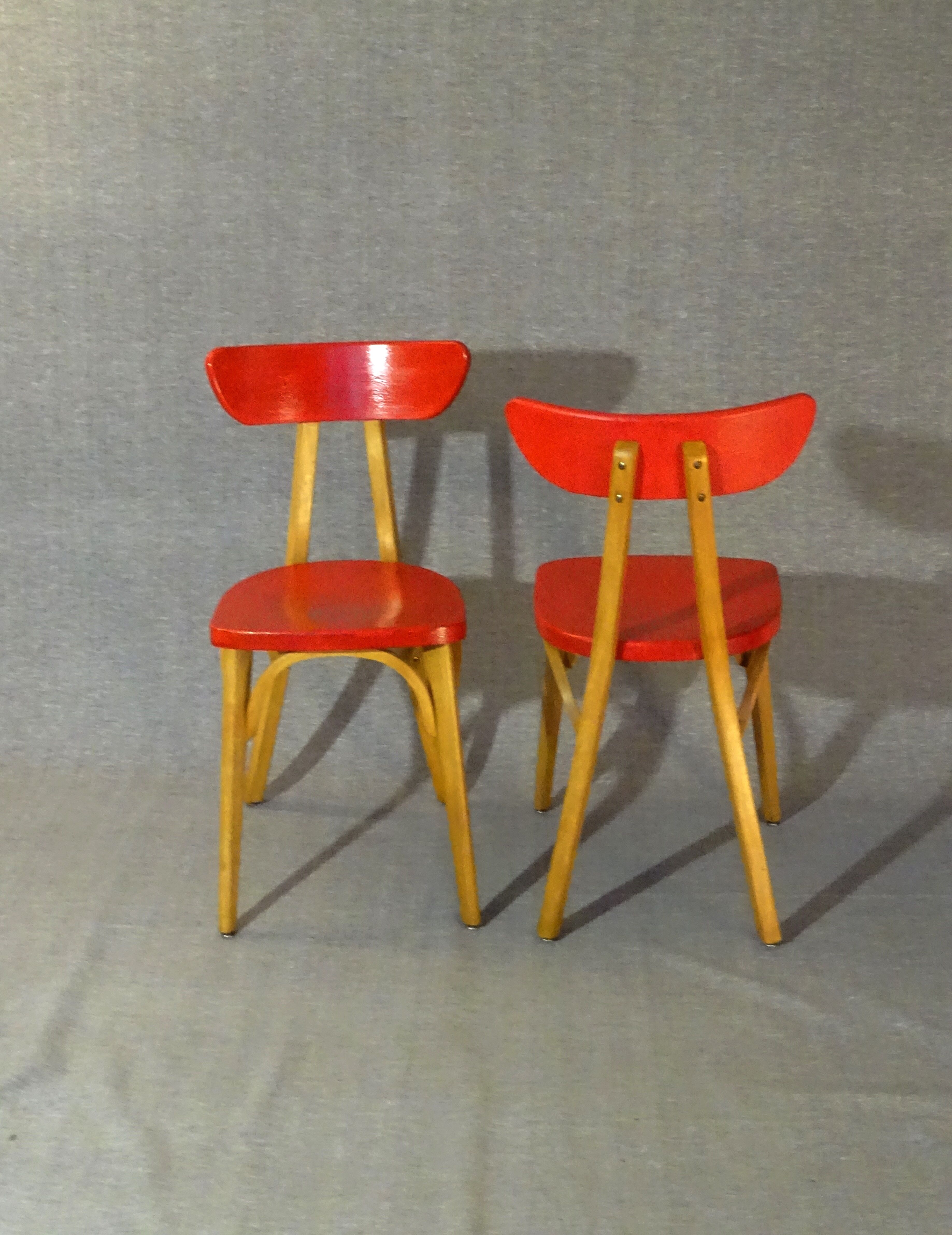 Set of 2 chairs Luterma "banana" 1955 vintage bistro