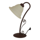 Vintage French Brown Metal Goose Neck Lamp With Textured Glass Shade