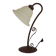 Vintage French Brown Metal Goose Neck Lamp With Textured Glass Shade