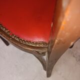 Chaise Baumann avec assise en cuir rouge