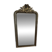 Napoleon III mirror with a pediment featuring black and gold dragons and birds.