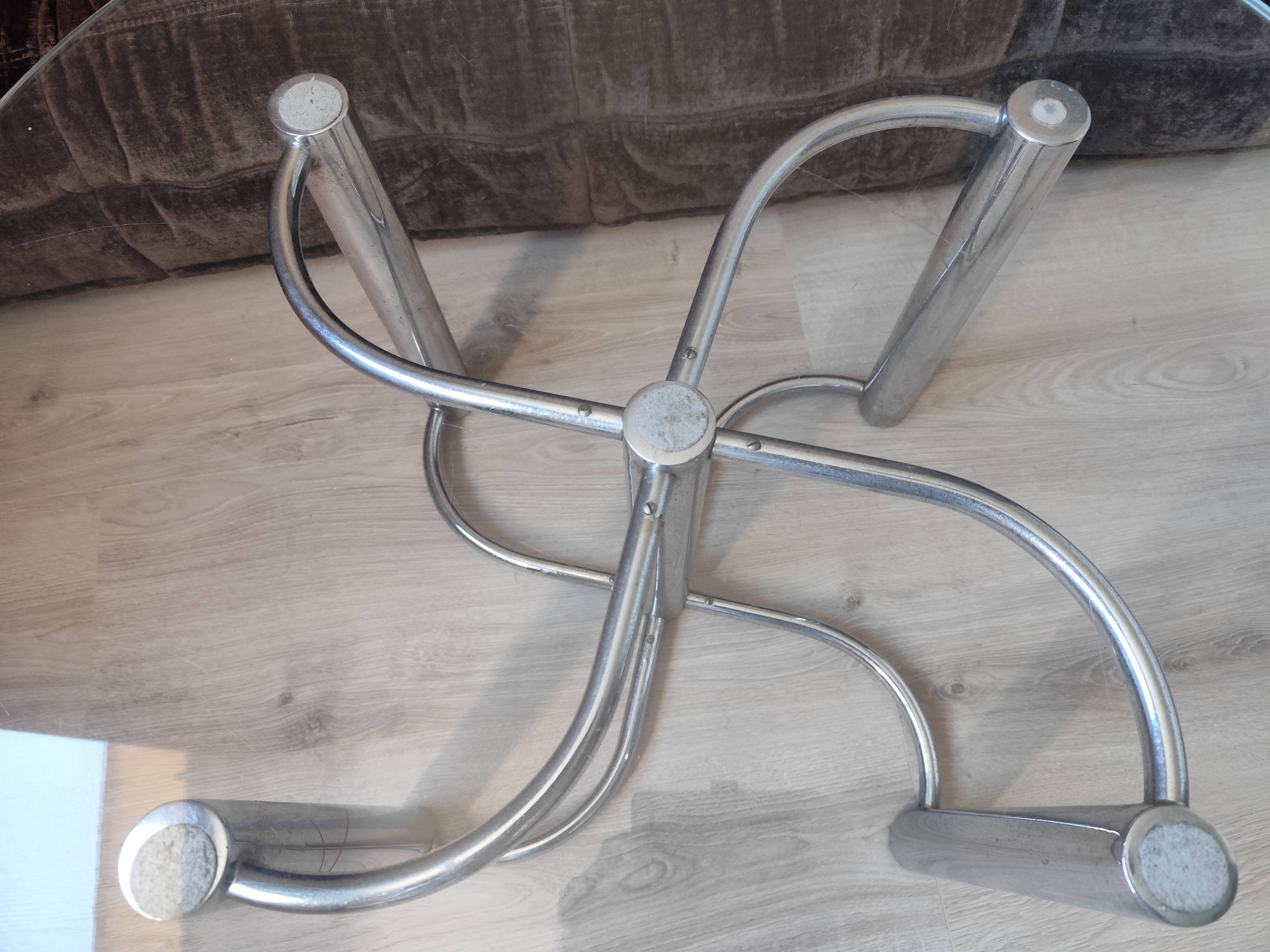 Vintage chrome steel and glass coffee table from Italy from the 70s