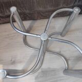 Vintage chrome steel and glass coffee table from Italy from the 70s