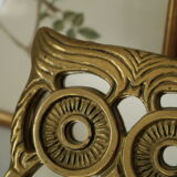 Miroir de table hibou en laiton vintage