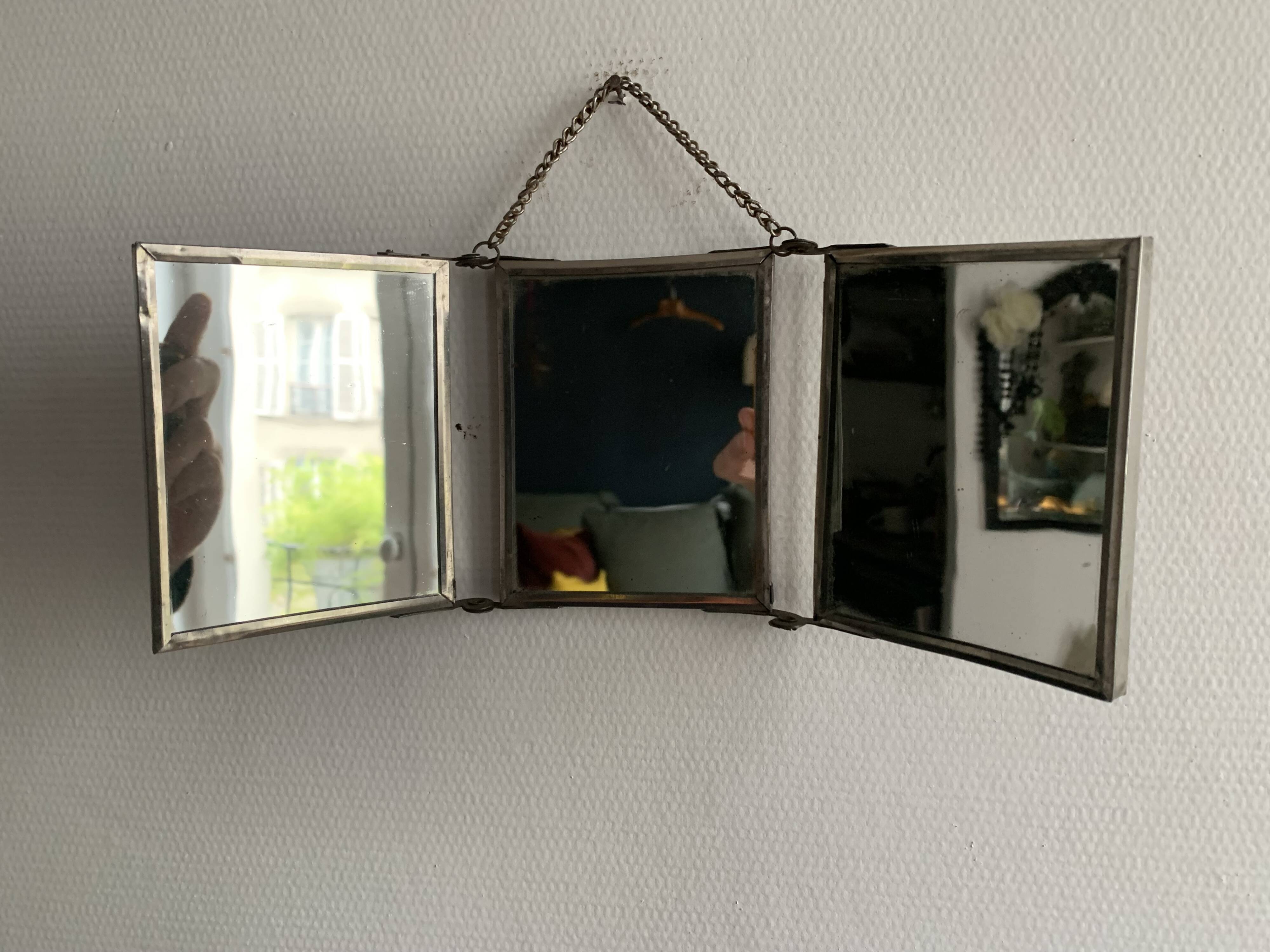 Miroir triptyque miniature, illustration exposition universelle de 1900