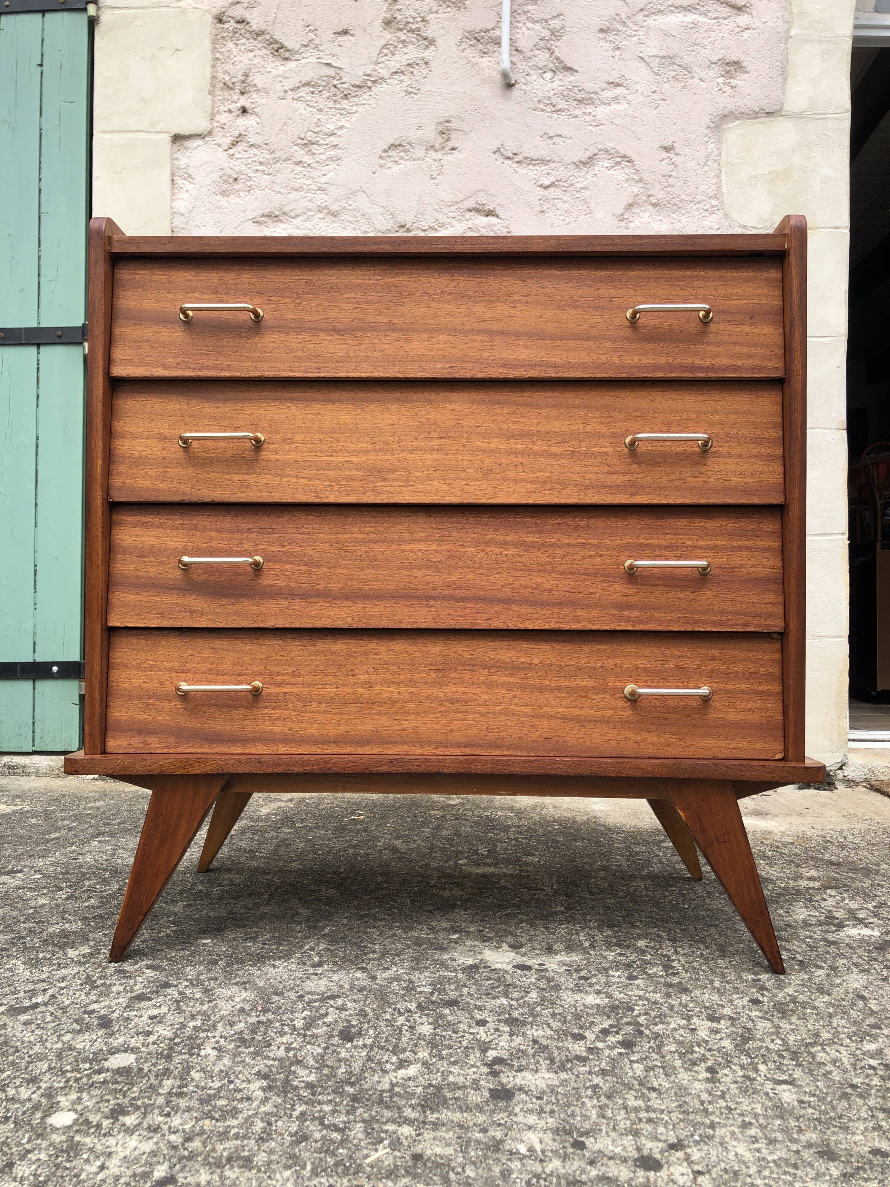 Commode vintage scandinave, pieds compas