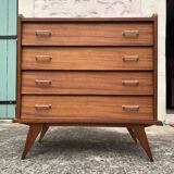 Scandinavian vintage chest of drawers, compass feet