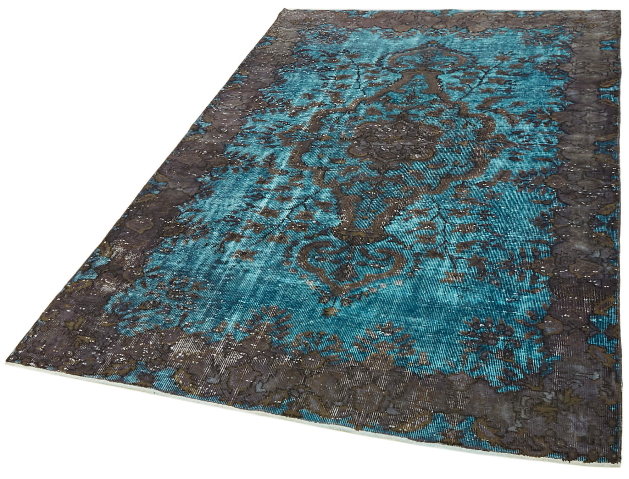 Handwoven Anatolian blue rug 1980s 160 cm x 240 cm