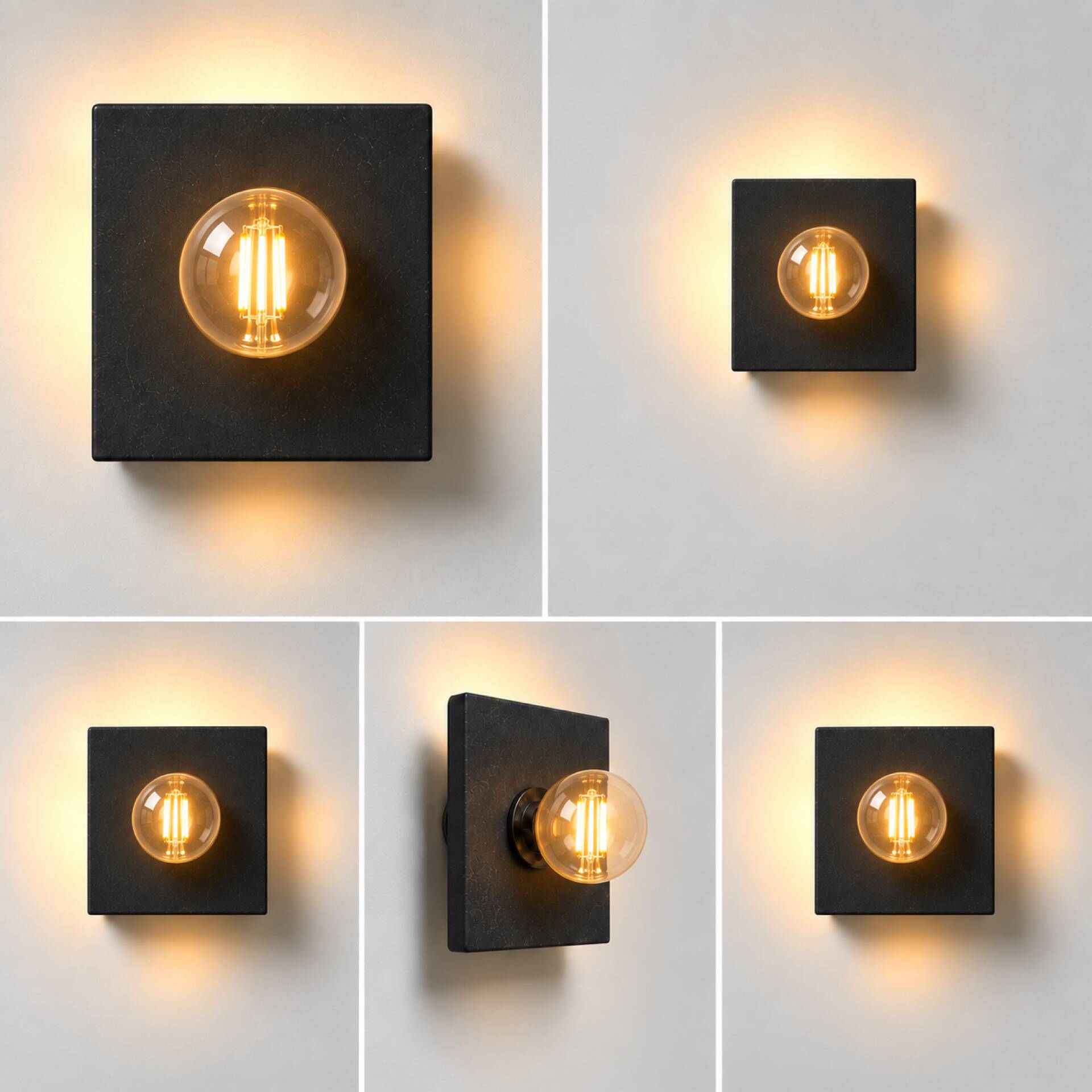 Black cement tile wall light