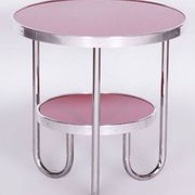 Small Czech Bauhaus Spruce and Chrome Side Table from Kovona, 1930s