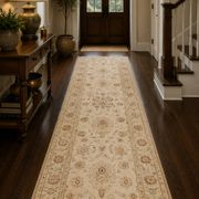 Traditional Runner Rug Handknotted Carpet Cream Area Gray Afghan Rug Home D
