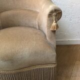 Beige velvet toad armchair