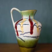 Pair of vintage ceramic vase U-Keramik 1505/20 West Germany, vase with handle, collection, pottery