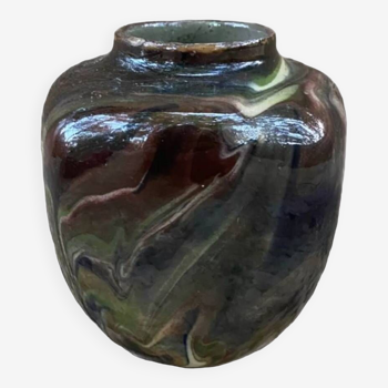 Vase in marbled glazed earthenware, Savoie