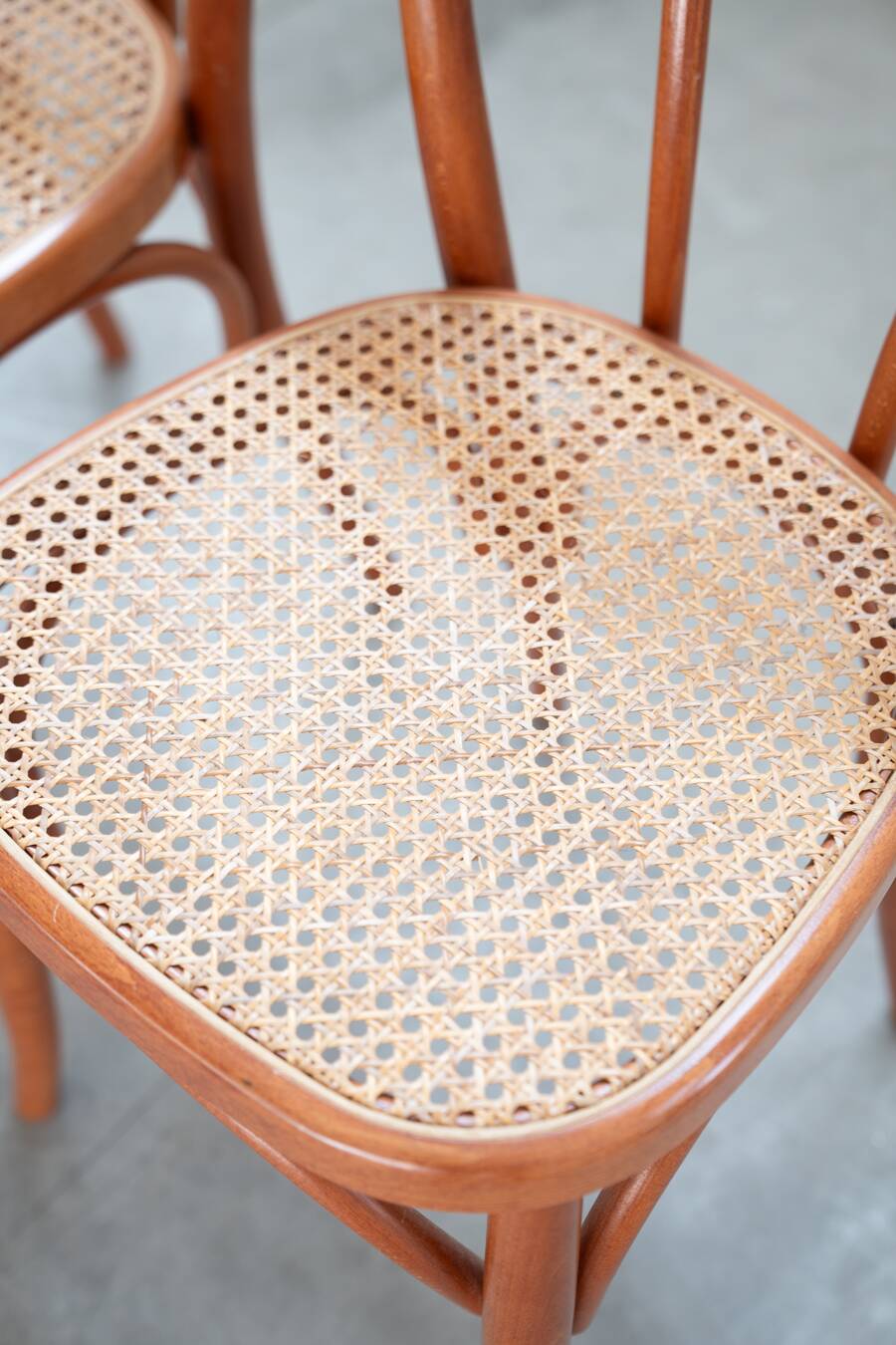 Bent beech wood chairs with straw seats, no. 34 total, 1990-2000