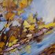 vraie peinture paysage étang 80 cm