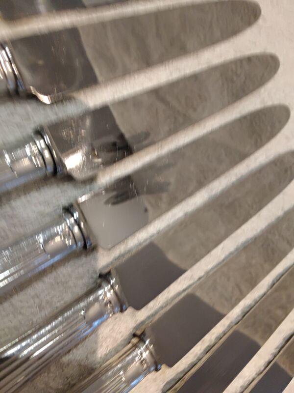 10 couteaux de table métal argenté orfèvre SFAM artdeco 25,1cm