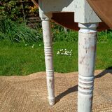 Antique patinated round table – wooden top