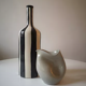 Handmade glazed ceramic vase, graphic design