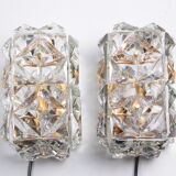 Large gold-plated & crystal glass flush mount light from kinkeldey, 1970s