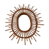 Vintage rattan sun mirror 26x61cm