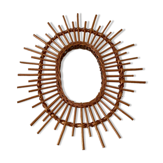 Vintage rattan sun mirror 26x61cm