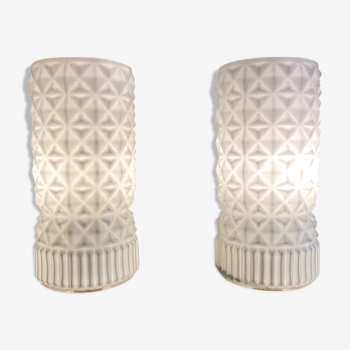 Pair of white opaline table lamp