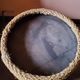 Basket in jute sea rush and wood from the 70s