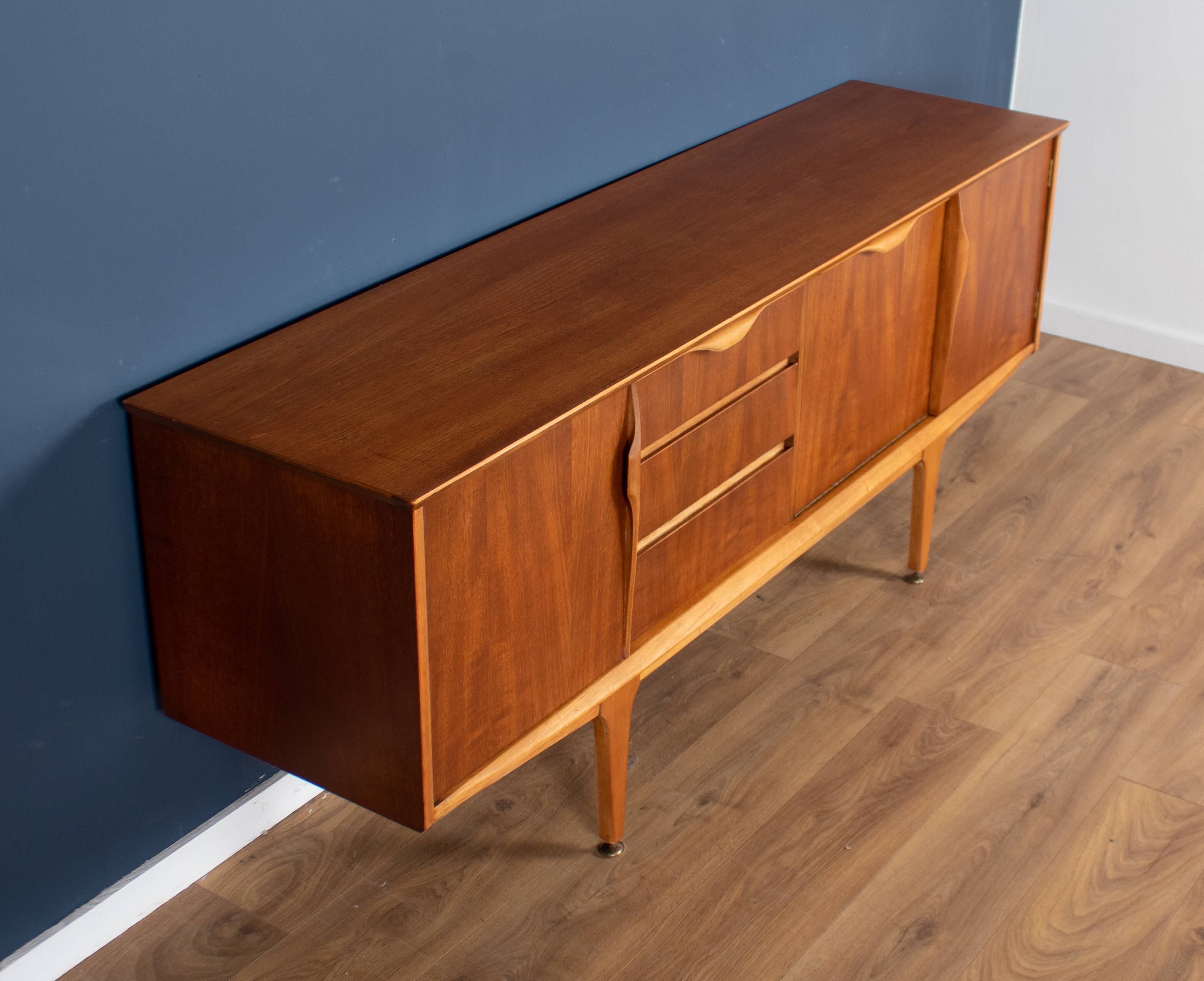 Retro teak 1960s jentique mid century sideboard with folded handles