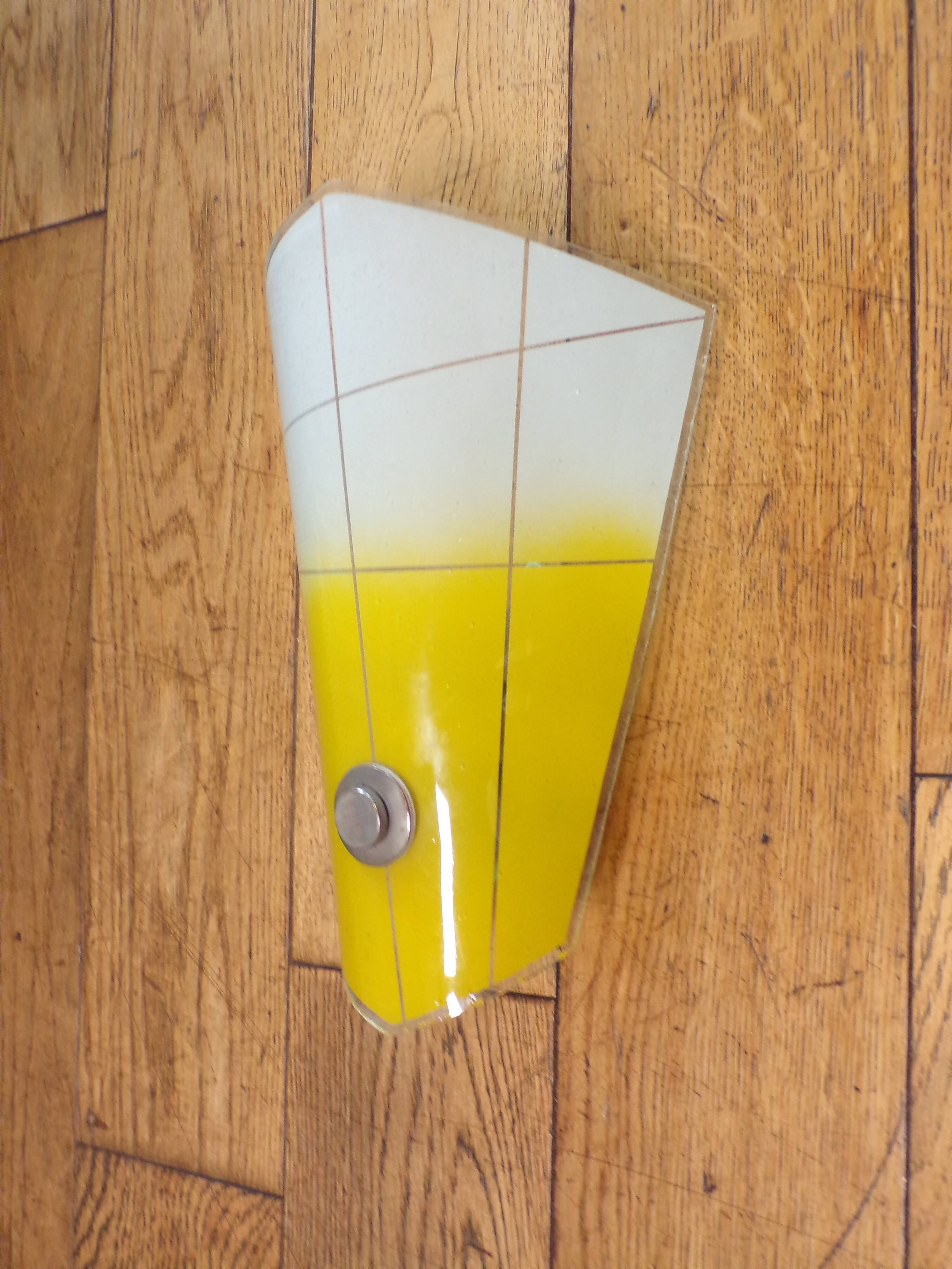 1950 painted glass wall light