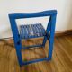 Blue painted wooden folding chair, Italy 1960