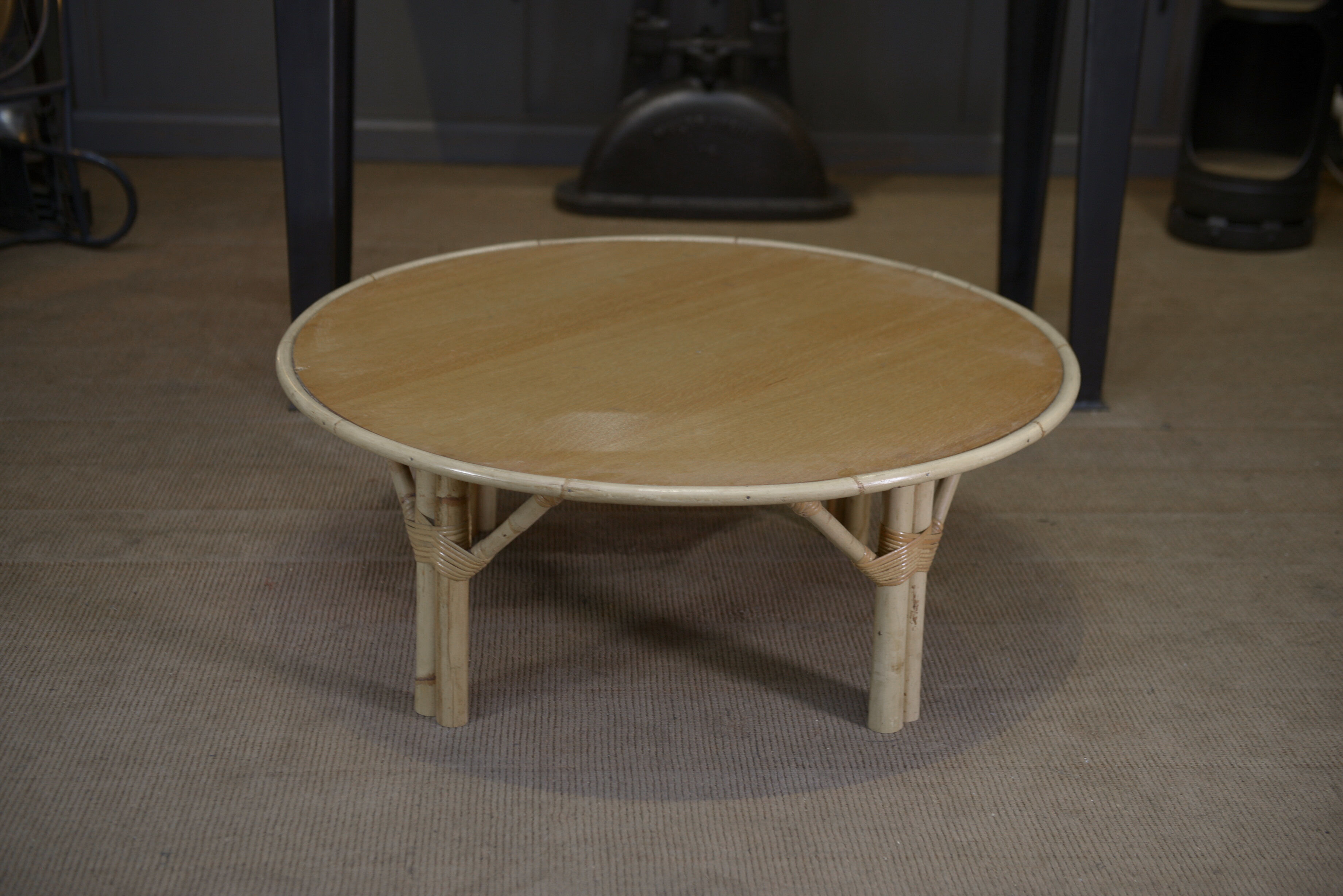 Round rattan coffee table 1960