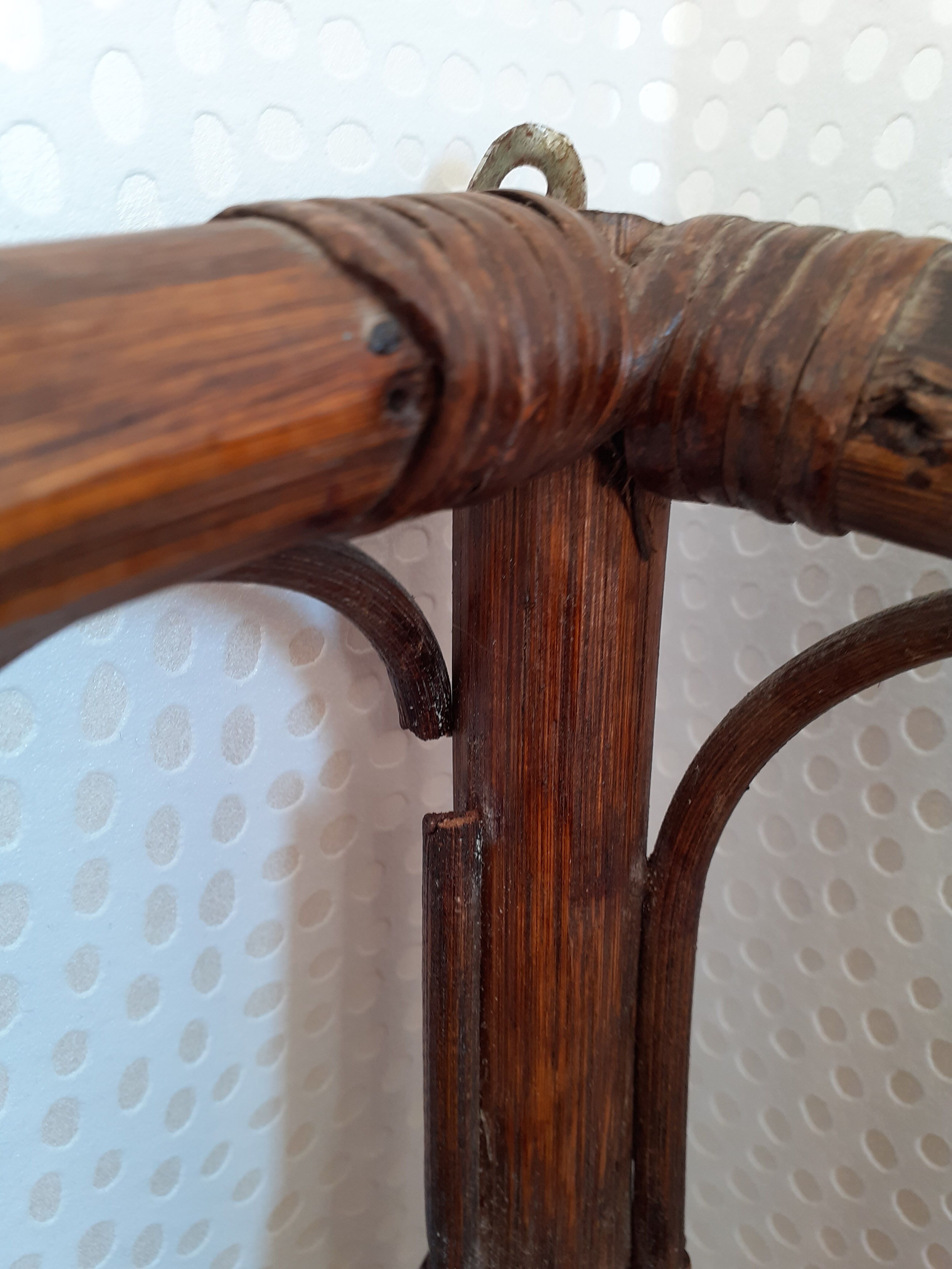 Rattan corner wall shelf