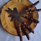 Couteaux de table vintage façon bambou (2×6)