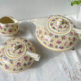 Robj Paris Coffee Tea Set with Floral Yellow Porcelain Core - Vintage Art Deco Style