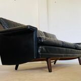 Vintage Danish Mid-Century Georg Thams 3-Seater Sofa in Black Leather, 1960