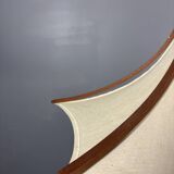 Teak And Linen Umbrella Counter Balance Pendant By Domus, 1970s