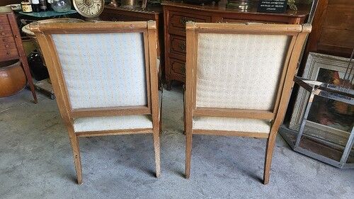 Paire de fauteuils en noyer style Empire retour d'Égypte