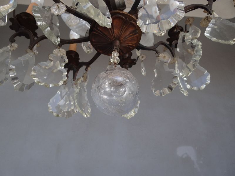 Hanging crystal chandelier and bronze 1900