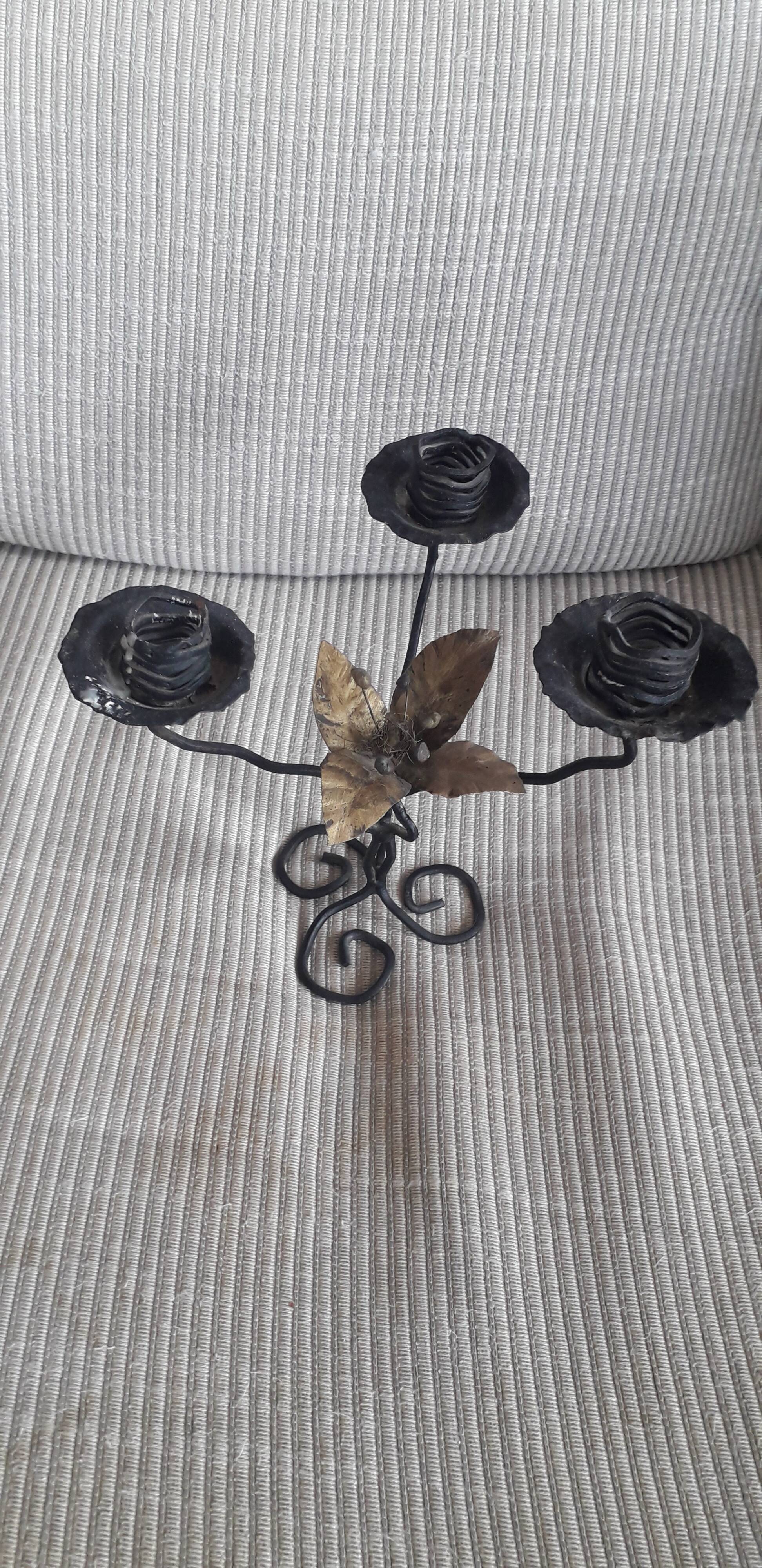 Vintage wrought iron candlestick