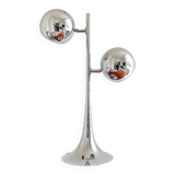 Lampe de table chromée vintage double globe oculaire - space age