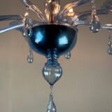 Blue murano glass venetian chandelier, 8 light arms