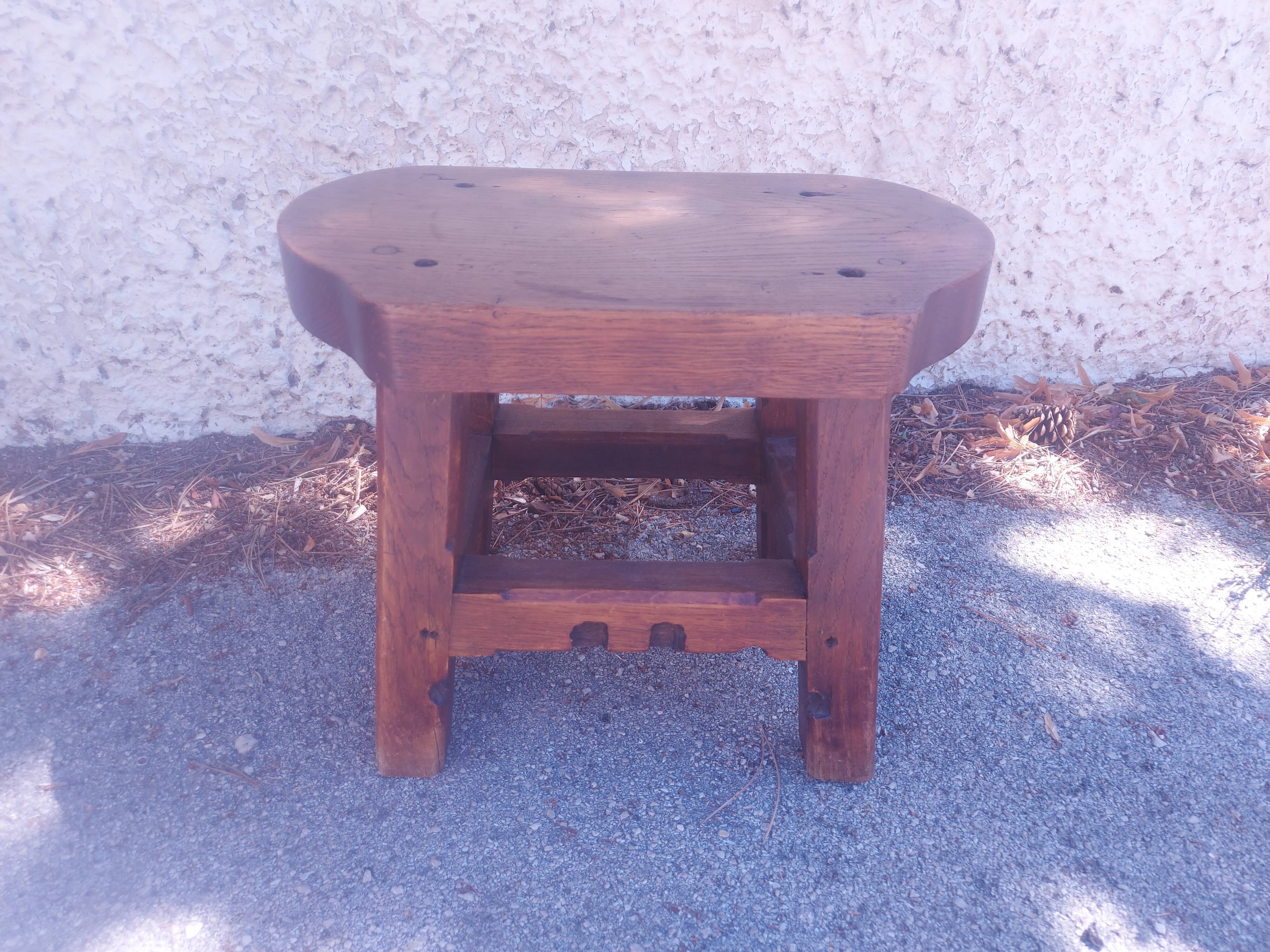 Brutalist wooden stool