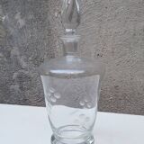 Engraved molded glass carafe from the 1950s