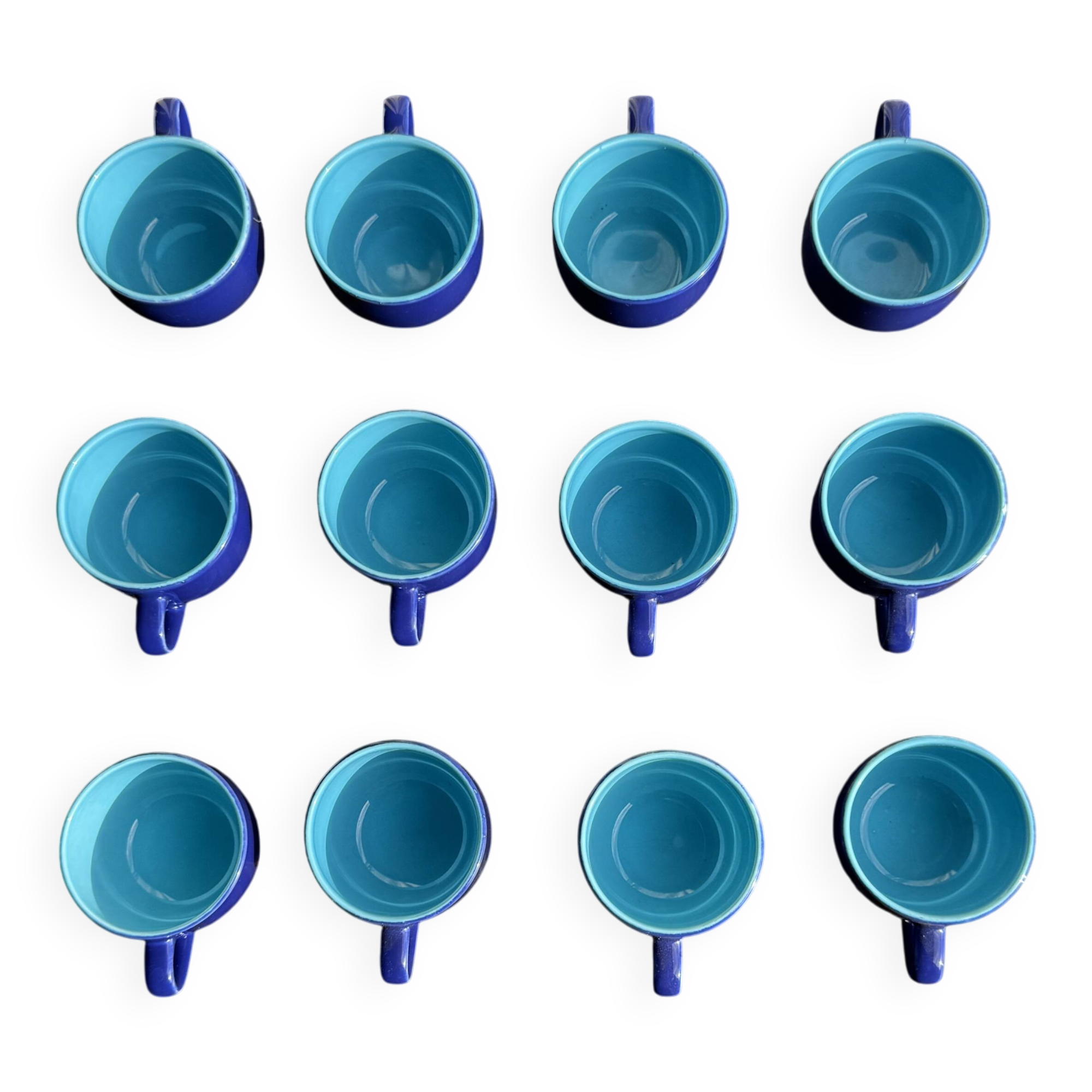 Set of 12 small vintage espresso cups duo in blue Made in Italy