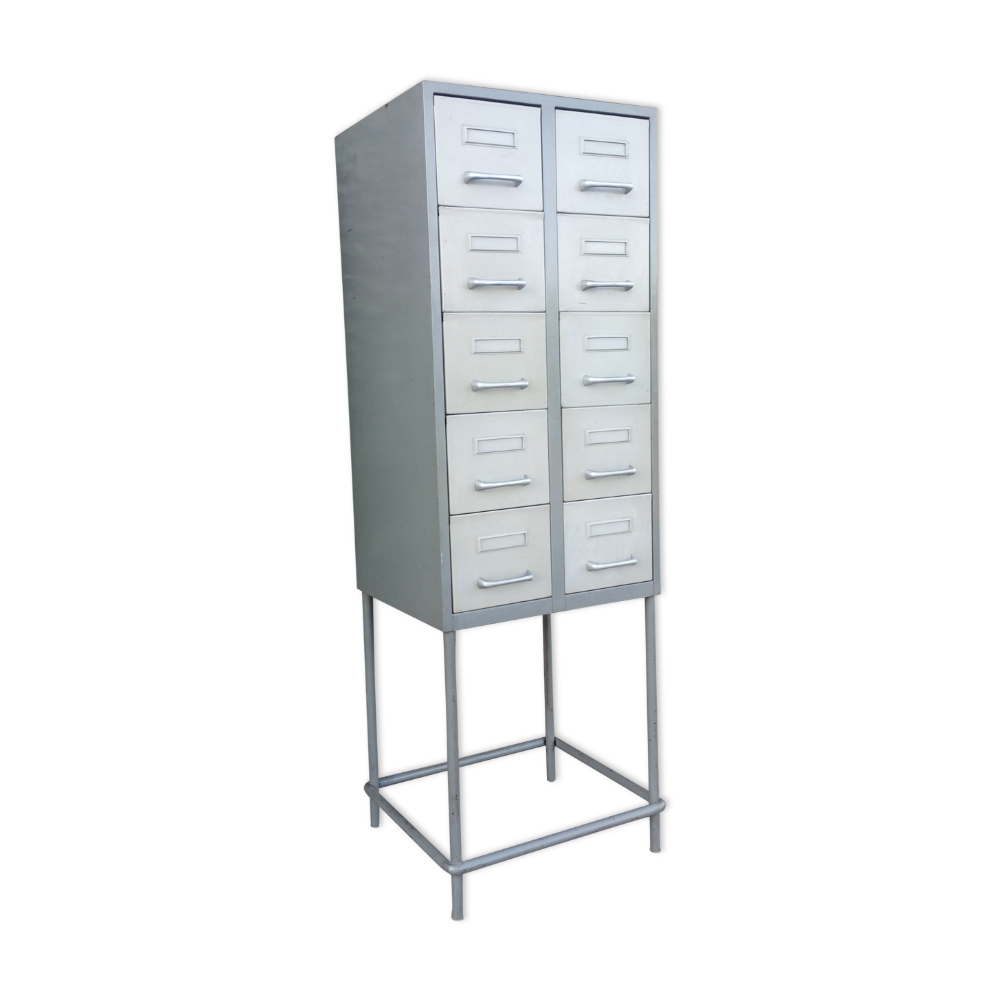 Industrial furniture with drawers on feet 1950