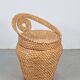 Vintage Straw and Wicker Stool with Storage Basket, 1960s