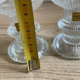 Pair of Luminarc glass candlesticks