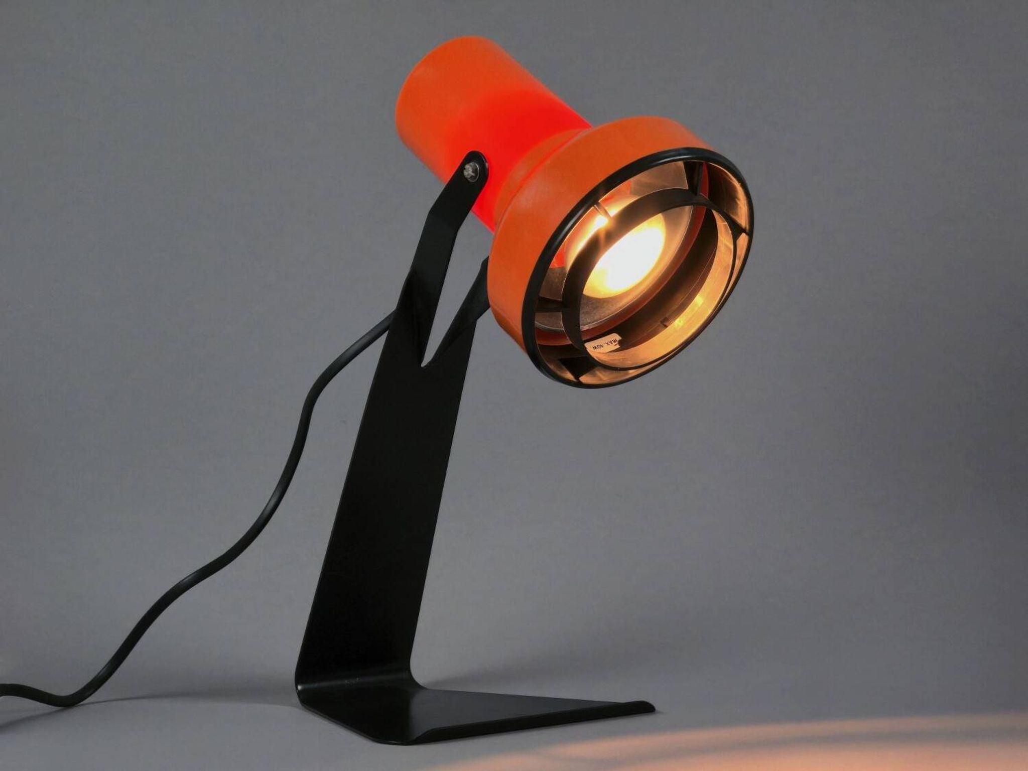 Vintage 1970s LYSKAER BELYSNING Orange Plastic Table Light.