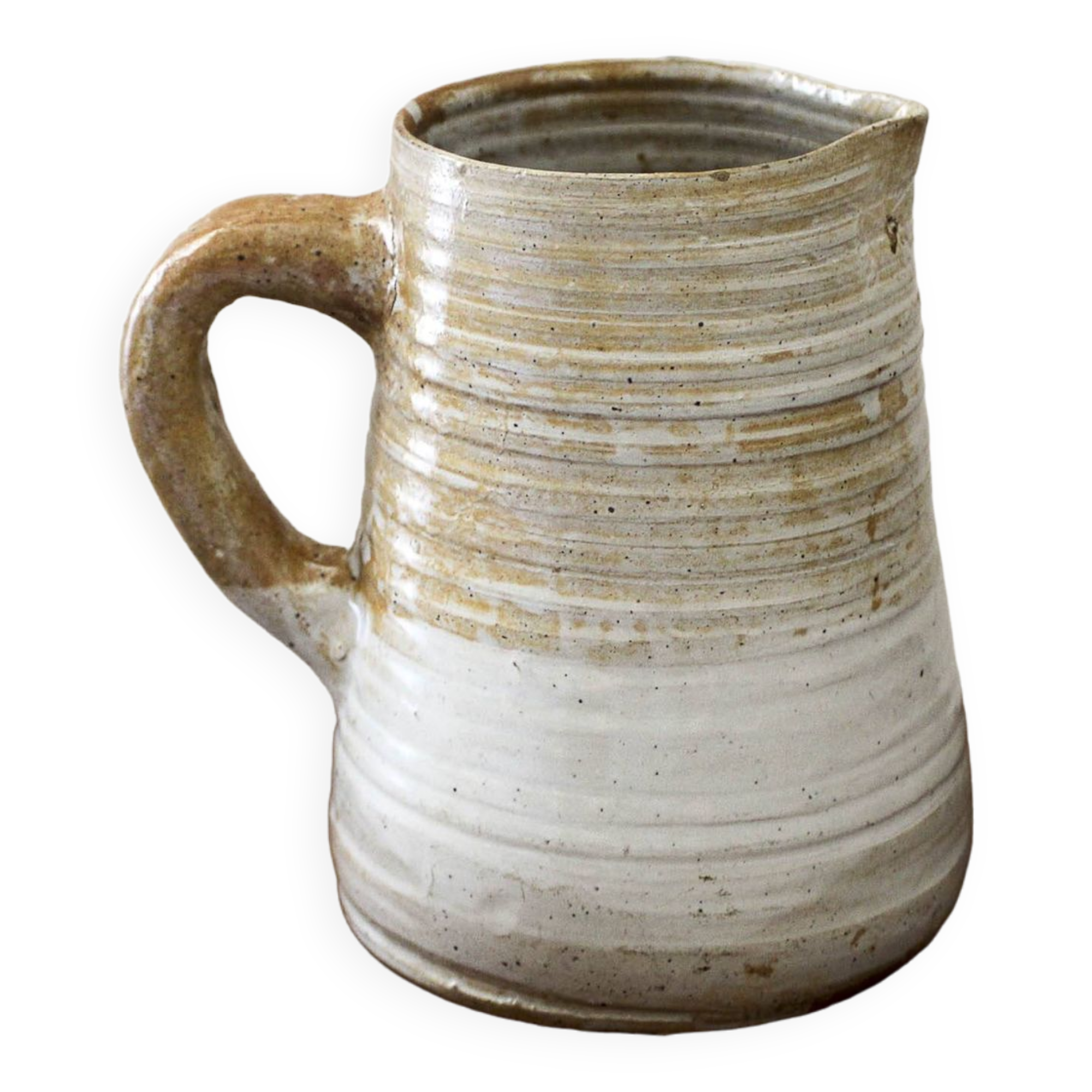 Glazed stoneware pitcher Pierre Lion Puisaye sandstone